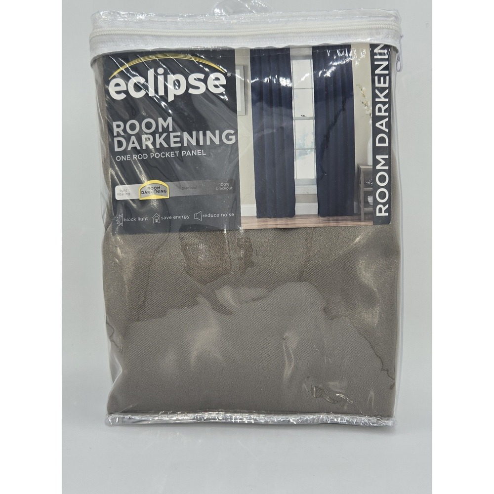 Eclipse Solid Thermapanel Room Darkening Single Curtain Panel Mushroom 54"x84"